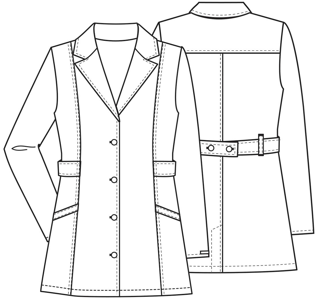 Bata clásica dama con cinturon. 2316